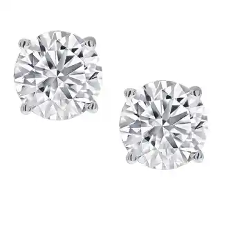 Walmart 2ct TW Real (Natural) Round Diamond Solitaire Stud Earrings in 14K White Gold offer
