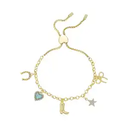 Walmart Believe by Brilliance Women's Cubic Zirconia Turquoise Heart Western Cowgirl Bolo Bracelet offer