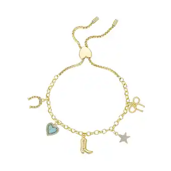 Walmart Believe by Brilliance Women's Cubic Zirconia Turquoise Heart Western Cowgirl Bolo Bracelet offer