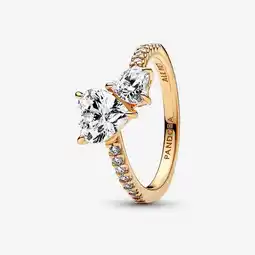 Walmart Pandora Double Heart Sparkling Ring | Gold-Plated | Size 5 offer
