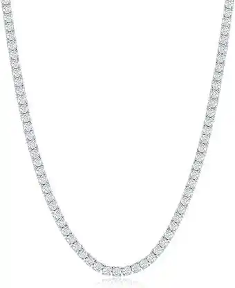 Walmart Solid 925 Sterling Silver 4mm Tennis Chain AAA CZ Stones One Row Choker Necklace 18 offer