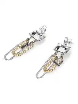 Walmart Madden NYC Women's Fashion Tri Tone Stone Gem Chain Chandelier Earrings offer