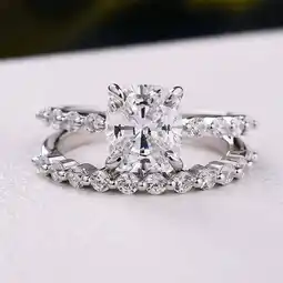 Walmart Bridal Set Wedding Ring 2.0 Ct Diamond 14K White Gold Plated Gift offer