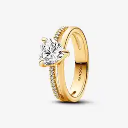 Walmart PANDORA Double Band Heart Gold Prom Ring Size 7 offer