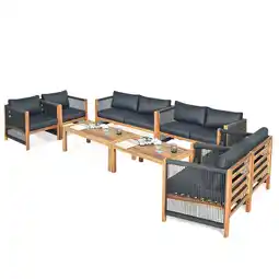 Walmart Gymax 8PCS Acacia Wood Outdoor Patio Furniture Set Cushioned Sofa W/Nylon Rope Armrest offer