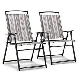Walmart Costway 2pcs Patio Folding Sling Chairs Dining Armrest Backrest Outdoor Portable Streak offer