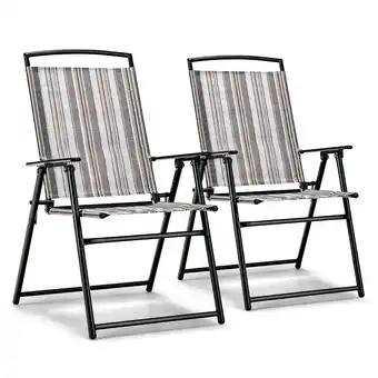 Walmart Costway 2pcs Patio Folding Sling Chairs Dining Armrest Backrest Outdoor Portable Streak offer