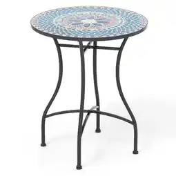 Walmart Gymax 24 Inch Bistro Table Mosaic Round Table w/ Ceramic Tile Tabletop Heavy-Duty Metal Structure offer