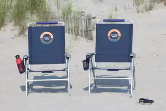 Walmart Set of 2. Blue, Ocean Zero, Tall Height Beach Chair, Cupholder offer