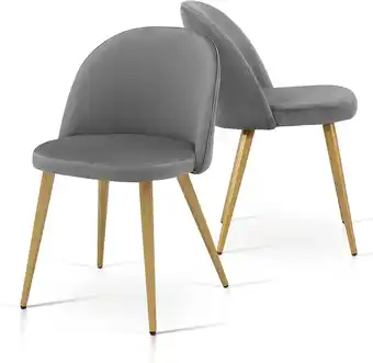 Walmart Ivinta Velvet Grey Dining Chairs Set of 2, Upholstered Accent Chairswith Gold Legs for Dining Room offer