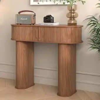 Walmart Console Table with Storage, Entry Table with Sliding Door, Wood Sofa Table for Hallway Living Room offer
