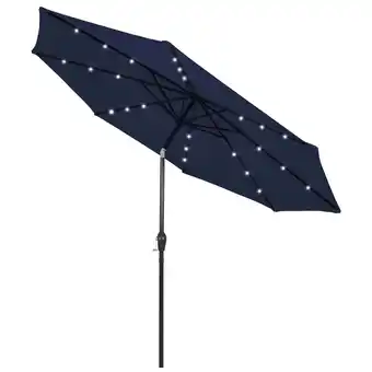 Walmart Costway 9 FT Patio Solar Umbrella LED Patio Market Steel Tilt with Crank Outdoor Navy offer