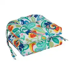 Walmart Blazing Needles 16-inch Rounded Back Tufted Outdoor Chair Cushion, 16 x 16, Wildwood Fiesta 2 Count offer