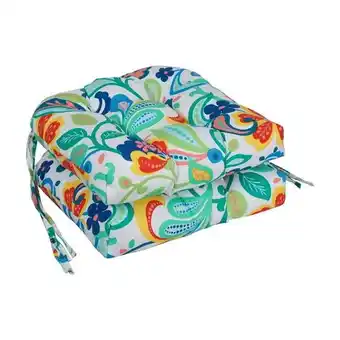 Walmart Blazing Needles 16-inch Rounded Back Tufted Outdoor Chair Cushion, 16 x 16, Wildwood Fiesta 2 Count offer