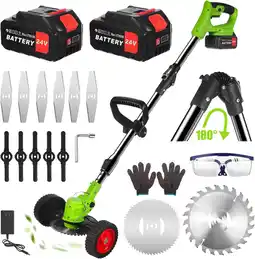 Walmart Kqiang Foldable Cordless Weed Wacker, with 2 Large Capacity Batteries and 13 Blades offer