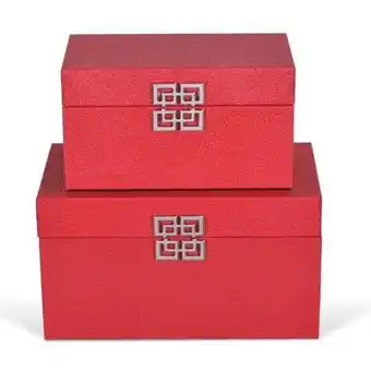 Walmart Cheungs FP-3981-2R Raised Bubble Box with Double Happiness Accent, Red - Set of 2 offer