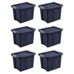 Walmart Sterilite Tuff1 18 Gallon Storage Tote Bin w/Latching Lid, Blue (6 Pack) offer