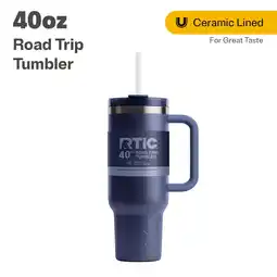 Walmart RTIC 40 oz Ceramic Lined Road Trip Tumbler, Leak-Resistant Lid with Straw, Navy offer