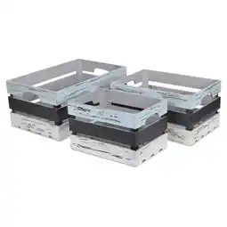 Walmart Cheungs FP-3245-3 Rectangular Wood Slat Multicolor Crate - Set of 3 offer