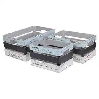 Walmart Cheungs FP-3245-3 Rectangular Wood Slat Multicolor Crate - Set of 3 offer
