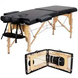 Walmart Smile Mart 2 Section Adjustable and Foldable Wooden Massage Table, 84 x 31.5, Black offer