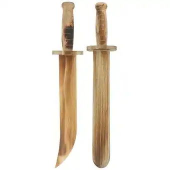 Walmart 2pcs Outdoor Wooden Toy Wooden Sword Knife Smooth Surface Wooden Sword Knife Props offer
