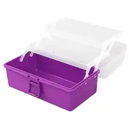 Walmart Magshion Plastic Fishing Tackle Box with Handle, Portable Art & Craft Supply Organizer, Purple offer