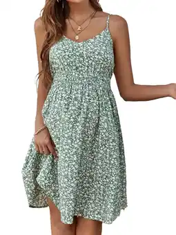 Walmart Boho Ditsy Floral Spaghetti Strap Cami Sleeveless Green Maternity Dresses (Women's) offer