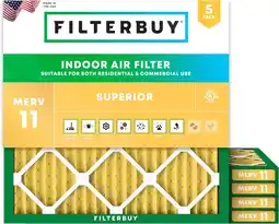 Walmart Filterbuy 20x20x1 MERV 11 Allergen Defense, Pleated HVAC AC Furnace Air Filters (5-Pack) offer