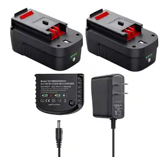 Walmart 2 Pack 3700mAh 18V Ni-CD Battery with 9.6V-18V Battery Charger for Black & Decker Power Tools HPB18 offer