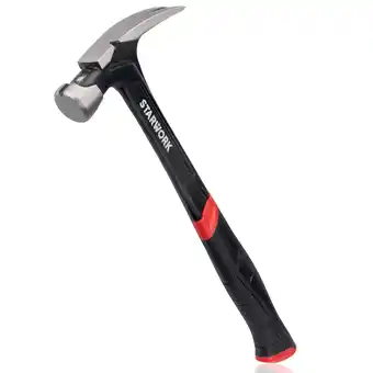 Walmart STARWORK 20 oz Hammer with Comfort Grip, Nailing Hammer Steel Head Steel Handle, AntiVibe, Rip Claw offer