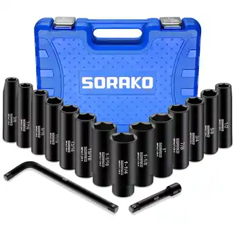 Walmart SORAKO Impact Socket Set 1/2 inches 6 Piece Impact Sockets,6-Point Sockets with a Storage Cage offer