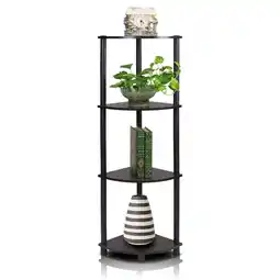 Walmart Furinno Adjustable 4-Tiers PVC & Wood 11.60 W x 43.50H Corner Storage Shelves, Espresso & Black offer