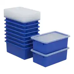 Walmart ECR4Kids Cubby Storage Bin with Lid, Blue, 10-Piece offer