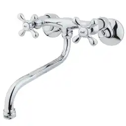 Walmart Kingston Brass KS215C Kingston Two Handle Wall Mount Bathroom Faucet, Polished Chrome offer