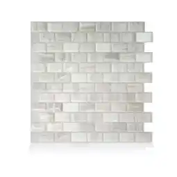 Walmart Smart Tiles - 3D Adhesive Peel and Stick Backsplash Tile, Beige - 4-Pack 9.8 x 9.74 offer