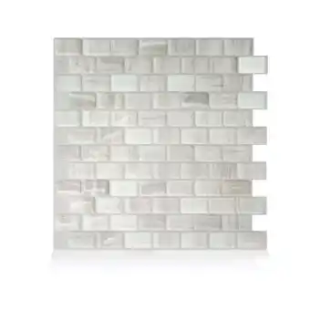 Walmart Smart Tiles - 3D Adhesive Peel and Stick Backsplash Tile, Beige - 4-Pack 9.8 x 9.74 offer