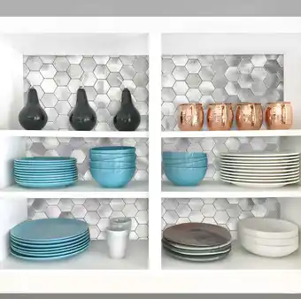 Walmart DIP Sliver Hexagon 12 x 12 Self-Adhesive PVC Aluminum Tile Backsplash (10 Pack) offer