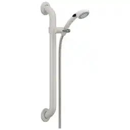 Walmart Delta Universal Showering Components Adjustable Slide Bar / Grab Bar 2-Setting Hand Shower in White offer