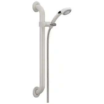 Walmart Delta Universal Showering Components Adjustable Slide Bar / Grab Bar 2-Setting Hand Shower in White offer