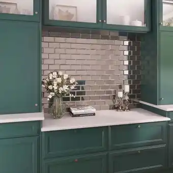 Walmart Glister 3 in. x 6 in. Polished Antique Silver Glass Subway Wall Tile (5 sq. ft./case) (40-pack) offer