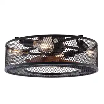 Walmart DENSET 20'' Black Farmhouse LED Flush Rustic Caged Ceiling Fan with Remote offer