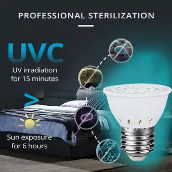 Walmart Pengzhipp LED Lights UVC Lamp Bulb E27 72LED Waterproof Durable Household Appliance White offer