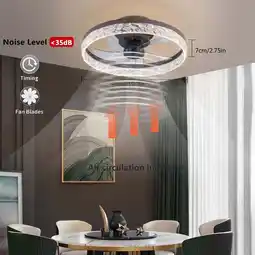 Walmart 20-inch Round Flush-Mount Ceiling Fan Dimmable LED Bedroom Profile Fan 6 Speeds offer