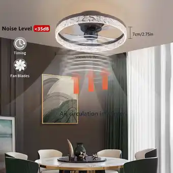 Walmart 20-inch Round Flush-Mount Ceiling Fan Dimmable LED Bedroom Profile Fan 6 Speeds offer