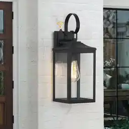 Walmart TRUE FINE 18H 1-Light Black Outdoor Exterior Wall Lantern Sconce Light Dusk to dawn 13 to 18 Inches offer