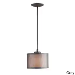 Walmart Woodbridge Lighting Drum 1-Light Fabric Mini-Pendant in Bronze/Gray offer