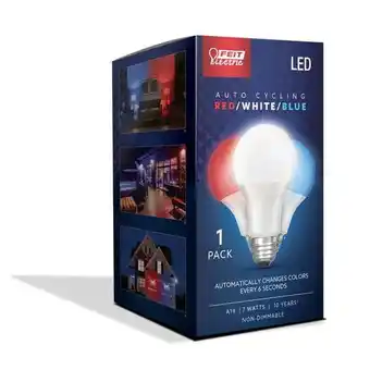 Walmart Feit Electric 3004059 7 Watt Equivalence A19 E26 Auto Cycling LED Bulb - Blue, Red & White offer