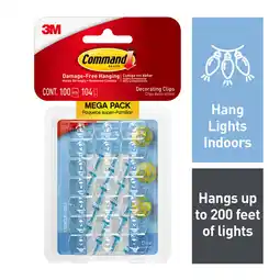 Walmart Command Light Clips Megapack, Clear, Hang Lights, 100 Clips, 104 Strips, Holiday Decorations offer