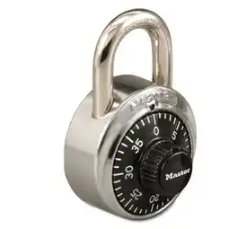 Walmart Master Lock Combination Stainless Steel Padlock with Key Cylinder, 1.87 Wide, Black/Silver (1525) offer